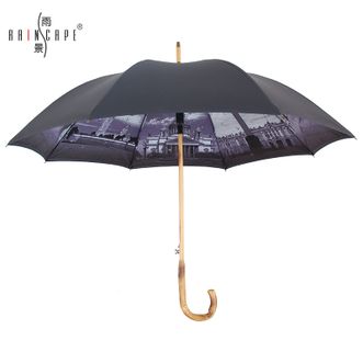 雨景/Rainscape 纯手工藤木伞 双层长柄伞 男女商务抗风雨伞 英伦复古弯钩伞