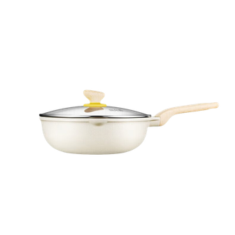 炊大皇（COOKER KING）  不粘锅炒锅家用麦饭石白色炒菜锅大平底加深煎炒锅电磁炉燃气用 30cm
