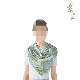 京四界  荷塘有花仿丝丝巾 JSJF-90001