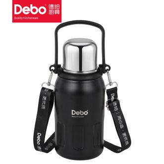 德铂（Debo）  钛享真空保温壶 运动居家户外不锈钢内胆 便携大容量900ml保温壶 DEP-DS386黑色