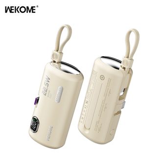 WEKOME  胶囊充电宝 自带线22.5W应急快充移动电源 5000毫安PD20W快充 自带挂绳支架 苹果华为通用 白色 WP-19