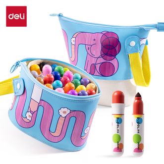 得力/deli  步乐二十四色小胖丁布袋装儿童启蒙易洗水彩笔  HM518-24