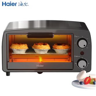 海尔/Haier  电烤箱10L黄金容量烘焙箱家用多功能烤蛋糕烤箱烤面包烘烤箱双旋钮控制均匀加热