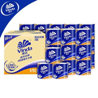 维达  蓝色经典超韧卷纸 4层140克*10卷/提 有芯卷纸厚韧卫生纸 卷筒纸纸巾厕纸卷纸