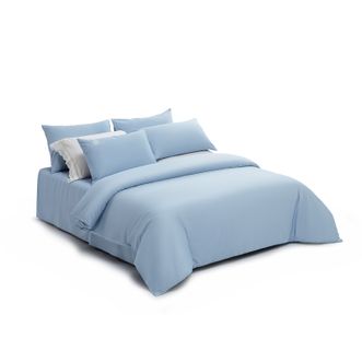 水星家纺  60S长绒棉贡缎抗菌四件套 DH碧落苍蓝 1.5米床 127300
