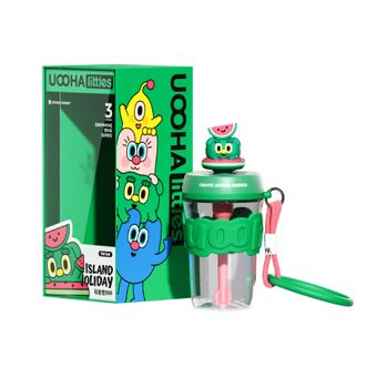 UOOHA Littles  海岛假日 吸管水杯550ml 大容量吸管杯 可爱水杯 绿色 假日欧欧 UXG04-C