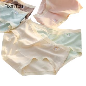 FitonTon  内裤女棉质底档薄款中腰少女可爱甜美系列5条装NY0147Z-3(XL)