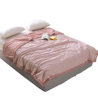芳恩家纺 良品水洗棉花被 200*230cm 薄款夏天水洗空调被 春秋单人双人空调被 棉花被子 FN-B465-1 豆沙格