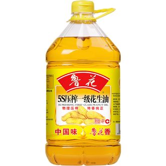 鲁花  5S物理压榨花生油 甄选原料 压榨一级 花生油4L