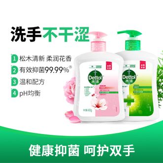 滴露/Dettol  滋润450g+松木450g洗手液 有效抑菌99.9% 儿童宝宝健康洗手液泡泡 易冲洗 呵护全家