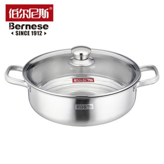 伯尔尼斯  正品宝爵304火锅第二代家用不锈钢涮锅汤锅清汤火锅电磁炉燃气灶通用-BENS-360-2