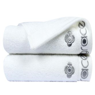 洁丽雅/Grace  新疆长绒棉毛巾2条装纯棉加大加厚全无捻绣花五星级酒店类面巾 80*36cm  8642白色*2条 110g/条