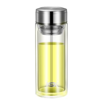 KSK  双层玻璃杯耐高温耐寒高硼硅玻璃泡茶水杯过滤大容量500ml   KBL-500-1