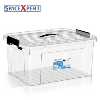 空间专门家/SPACEXPERT  透明塑料收纳箱大容量玩具整理箱 20L 手提家用装衣服储物箱搬家收纳箱（30#）