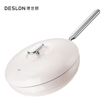 德世朗（DESLON）  小满系列家用少油烟陶瓷不粘锅 钛陶瓷不粘炒锅粉 30cm