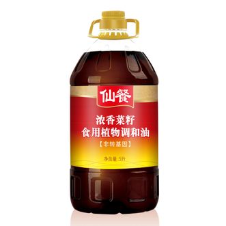 仙餐 浓香菜籽食用植物调和油5L 非转基因食用油家用桶装