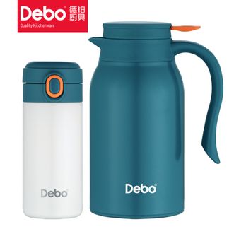 德铂（Debo）  奥克登保温壶304不锈钢家用水壶保温杯保温壶杯壶套装 蓝色