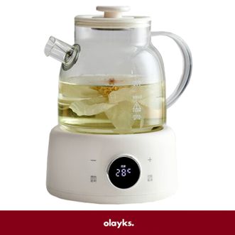 olayks.  养生壶  1L【配炖盅、茶漏】全玻璃 烧水壶玻璃 煮茶壶恒温水壶养生烧水壶办公室热水壶迷你花茶壶 0胶水  OLK-06-09