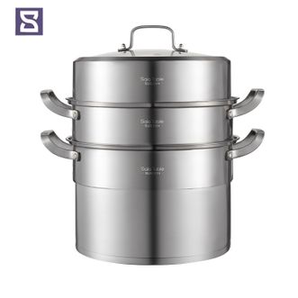 苏拉食光（Salatable）  不锈钢蒸锅 30cm 家用大容量三层复底蒸锅 SL-ZG30F1