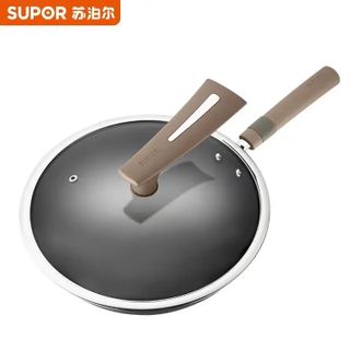苏泊尔/Supor  铁锅炒锅家用炒菜锅有钛真不锈精铁无涂层HC30A2钢玻盖