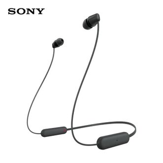 索尼/Sony  挂脖式蓝牙耳机  WI-C100 黑色 无线立体声 颈挂式 蓝牙耳机约25小时长久续航IPX4防水防汗 (WI-C200升级款)