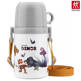 双立人  小恐龙系列保温杯380ML 儿童学生上学304不锈钢水杯保温杯便携背带水杯