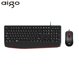 爱国者（aigo）  键盘鼠标套装 AK310PRO【经典黑】 有线连接 即插即用 商务办公台式笔记本电脑通用键鼠套装