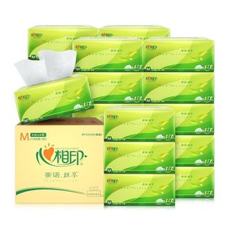 心相印茶语丝享系列150抽三层塑装纸面巾6包*4提一箱DT32150