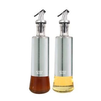 康巴赫（KBH）  按压式玻璃防漏油壶 300ml*2只装 罐按压式装油瓶子酱油醋壶调料瓶