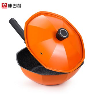 康巴赫  锦厨八角平底炒锅32cm精铁不粘涂层八角面体易清洗炒锅