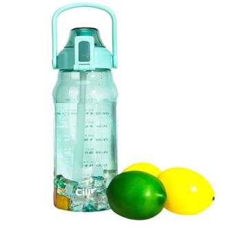 希乐  缤纷运动吸管水瓶水杯大容量运动吸管水杯tritan材质耐高温   绿光绿    1500ml   XL-2219