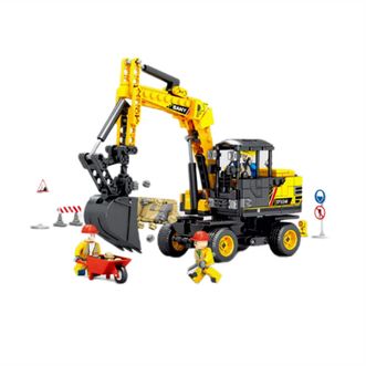 森宝积木 三一重工轮式挖掘机-SY65WPro 712018 工程车积木模型 儿童益智拼装玩具礼物
