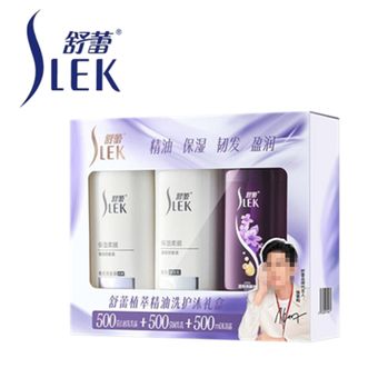 舒蕾/Slek  500g+500g+500ml 植萃精油洗护沐礼盒保湿柔顺蚕丝洗发露护发素沐浴露