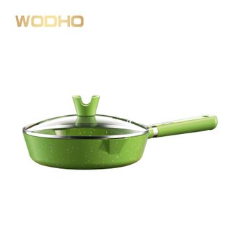万德霍/WODHO  陶晶麦饭石煎锅家用加高锅身煎炒锅一锅多用 24cm WDH-G0230802