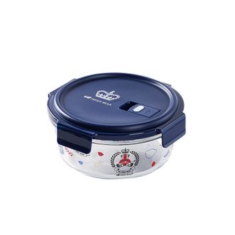 安买  高硼硅耐热玻璃保鲜盒  圆形1L  上班族饭盒沙拉碗水果储藏收纳冰箱收纳盒便当盒厨房餐具用品