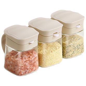 拜杰（BJ）  调料盒3件套  玻璃调味瓶调料罐调味罐套装盐罐收纳罐调味盒无底座