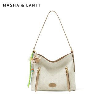 马莎兰缇/MashaLanti  女士新款牛仔托特包高级感满满大容量单肩斜挎通勤包 M220505B30357J