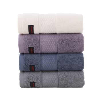 金号  4A级高端抗菌防螨毛巾100%纯棉 加厚重达140g 亲肤柔暖 家用纯棉80*34男女情侣款成人洗澡 2条装（紫+灰1）