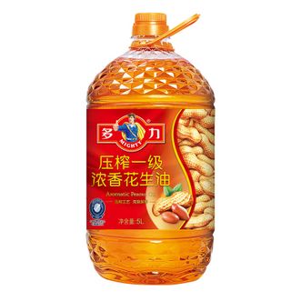 多力/Mighty  压榨一级浓香花生油  不含防腐剂食用油  5L桶装  新旧包装随机发
