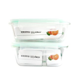 康宁（WORLDKITCHEN）EKCO玻璃保鲜盒650ML/740ML两件套EK-BXH-PG-02-KZ