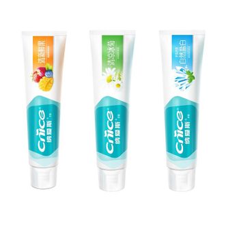 纳爱斯  牙膏洁白牙齿清新口气护理120g家庭装牙膏  盐白+鲜果+冰菊各一支  共120g*3  正品包邮