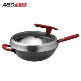 爱仕达/ASD  钛铁科技炒锅34cm 有钛无涂层不粘铁锅 家用厨房中式炒菜锅爆炒锅