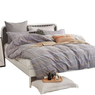 金丝莉KINTHERI/恋家全棉套件 现代生活 素色格子纯棉床单被套枕套四件套