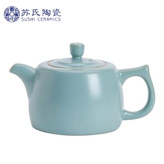 苏氏陶瓷/SUSHI CERAMICS  汝窑井栏泡茶壶开片可养金线汝瓷茶壶礼盒装180ml