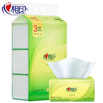 心相印抽纸茶语丝享系列3层150抽3包M码大号纸巾餐巾纸擦手纸面巾纸卫生纸