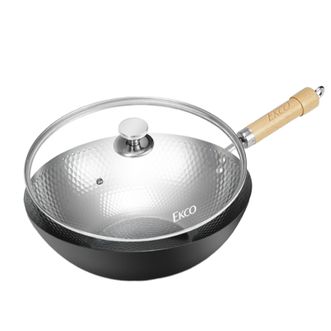 康宁（VISIONS）EKCO极之铁炒锅家用厨房烹饪锅具32cm炒锅炒菜锅EK-JZT01ZX/KZ