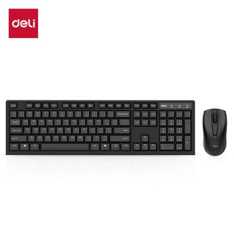 得力/Deli  无线办公键鼠套装  高键帽防泼溅防指纹 带无线2.4G接收器 全尺寸 黑色 3729ES