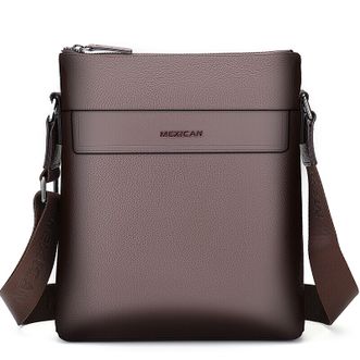 稻草人真皮男包小背包男士包包商务通勤软牛皮单肩斜挎包中年皮包C款啡色