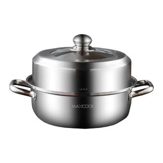 MAXCOOK  蒸锅 单层蒸锅加厚盖提加厚不锈钢带蒸屉 蒸煮炖焖涮 一锅多用 电磁炉通用 MCZ5152 28CM