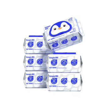 德佑/Deeyeo  纯水湿厕纸家庭装80抽*6包 清洁湿纸巾湿巾